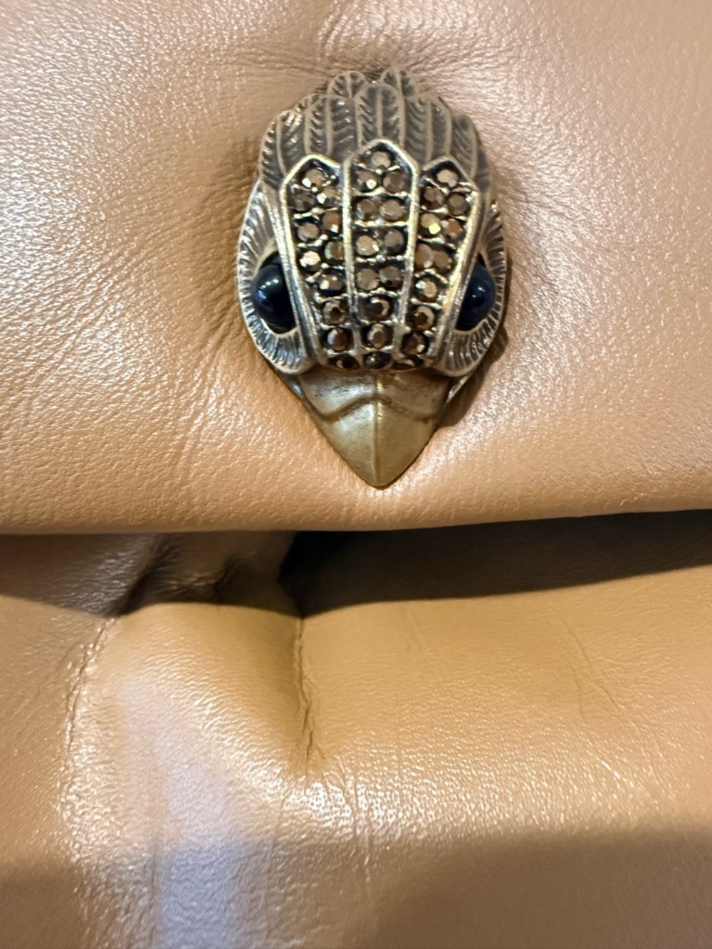 Kurt Geiger XXL London Tan Leather Chain-Handle Shoulder Bag - Picture 2 of 12